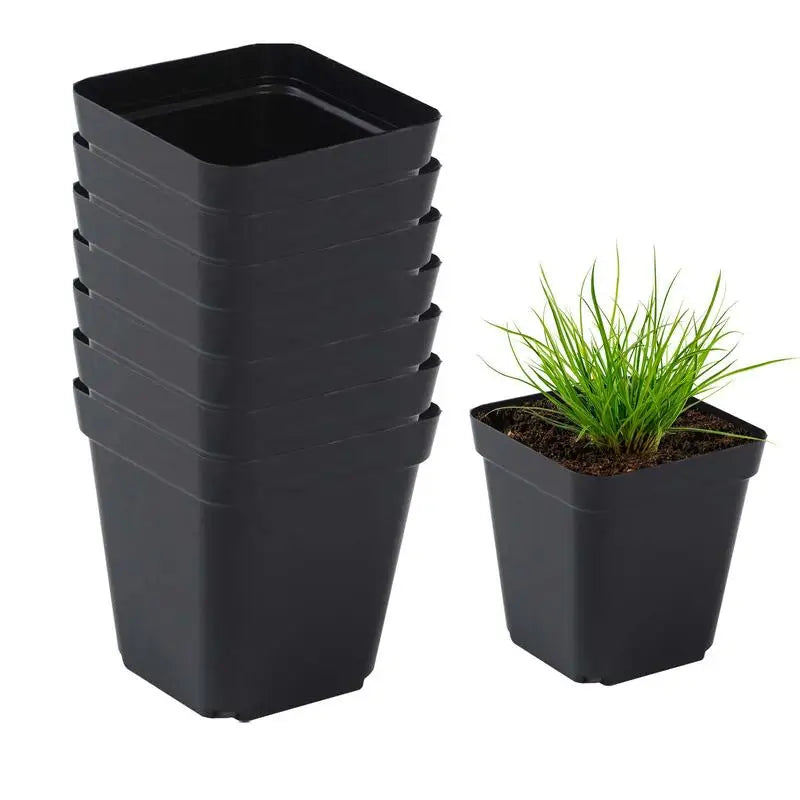 50pcs Starter Pots Plant Nursery Pots Seed Starting Pots Plastic Flower Plant Container Seedling Cups Square Black Seedling Pots Oasis Select