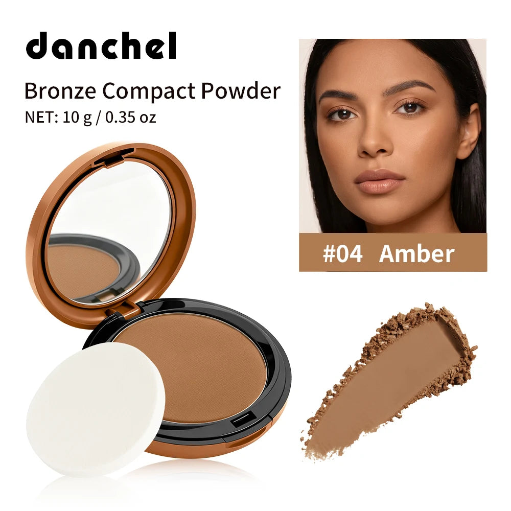 Bronze Compact Powder Long-Lasting Smooth Matte Bronze Finish Natural Brightening Conceal Flaw Even Skin Tone Powder With Mirror Oasis Select Amber