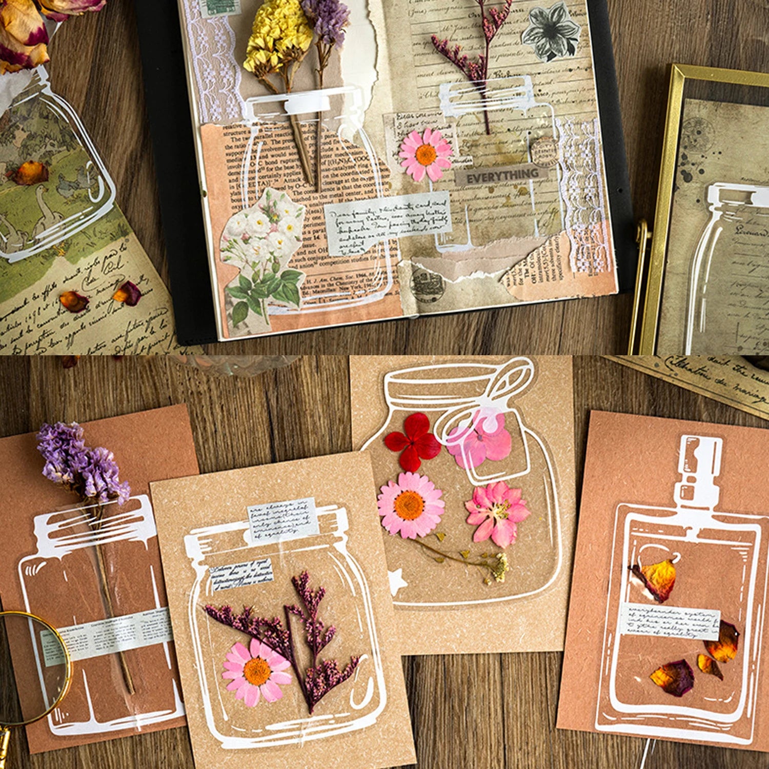 20pcs DIY handmade creative bookmarks, plant specimen collection cards, Carolfan transparent dried flower bookmarks Oasis Select