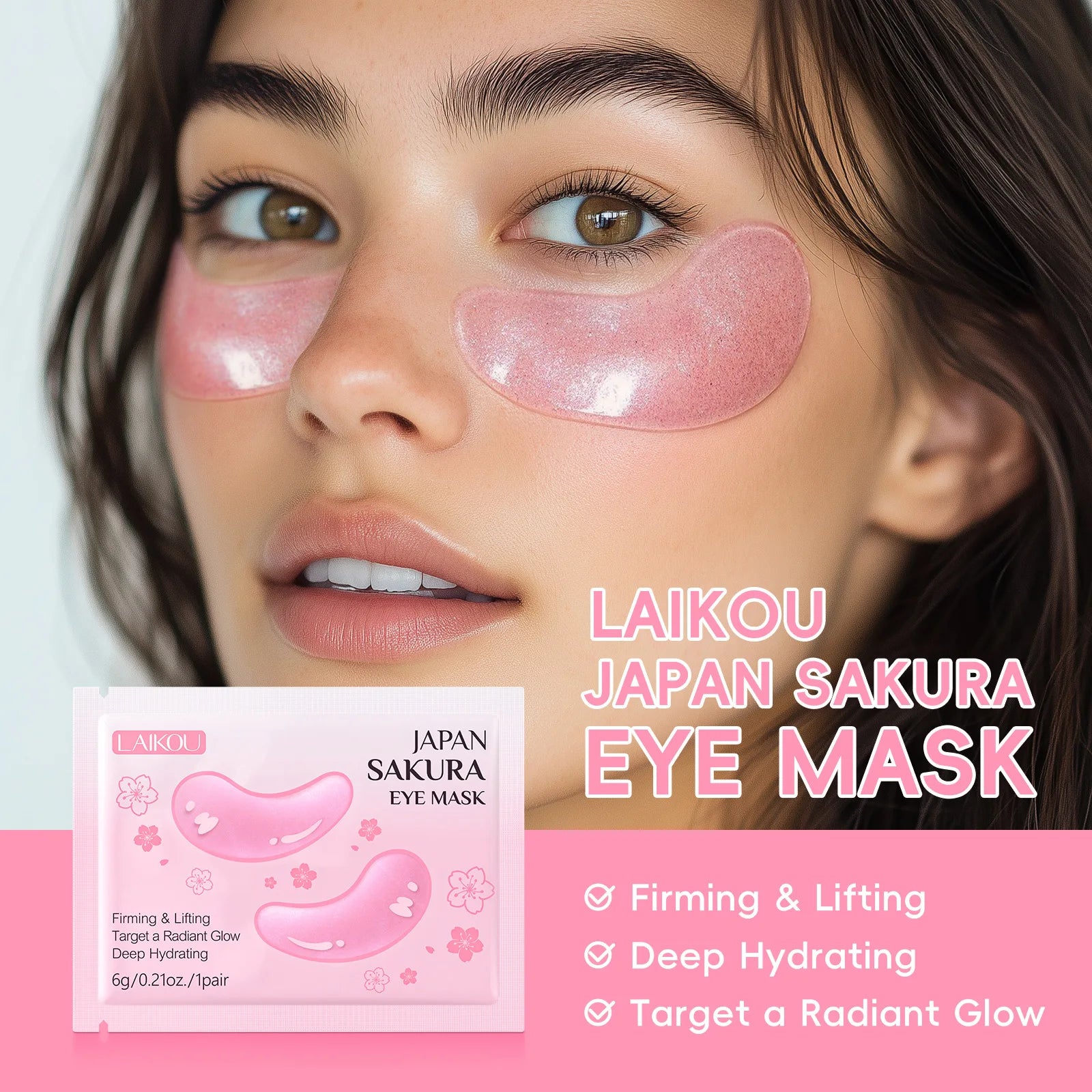 Sakura or Milk or 24K Gold Eye Mask Eye Patches Firming Moisturizing Nourishing Relieves Dark Circles Puffiness under Eyes Oasis Select