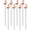 Flamingo Metal Cocktail Picks Stick - Martini Picks, Reusable Rose Gold Metal Cocktail Skewers, Sticks for Olives, Appetizers, Oasis Select 8pcs