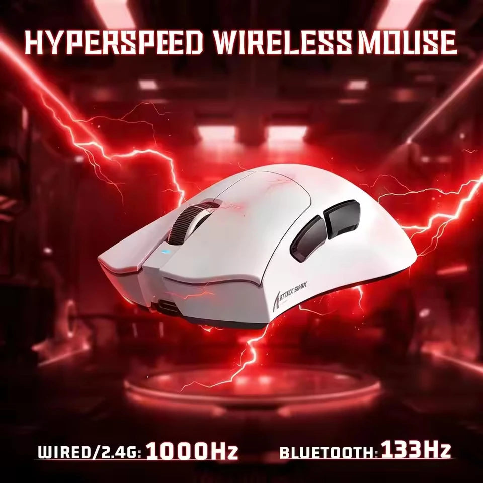 Attack Shark V3 Gaming Mouse Bluetooth Wireless, Tri-Mode, PAW3311&25000 DPI, 1KHz Polling Rate,Lightweight 65g, 500mAh Battery Oasis Select