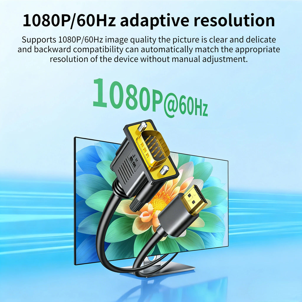 1080P HDMI to VGA Converter Cable – PC, PS4, Xbox, Laptop HDMI to VGA Cable Oasis Select