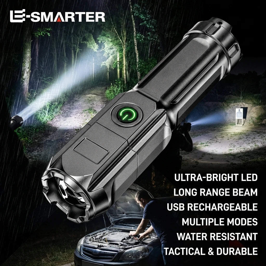 Rechargeable USB Waterproof Powerful LED Flashlight Zoom Fishing Hunting Camping 100,00 Lumen Tactical Flashlight LED Torch Oasis Select