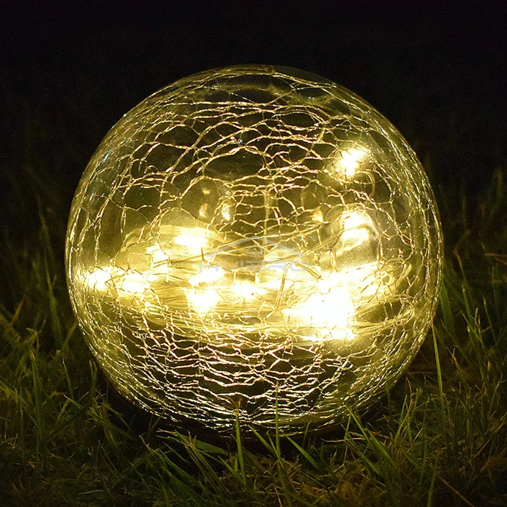 Solar Crackle Glass Ball LED Garden Light | IP65 Waterproof