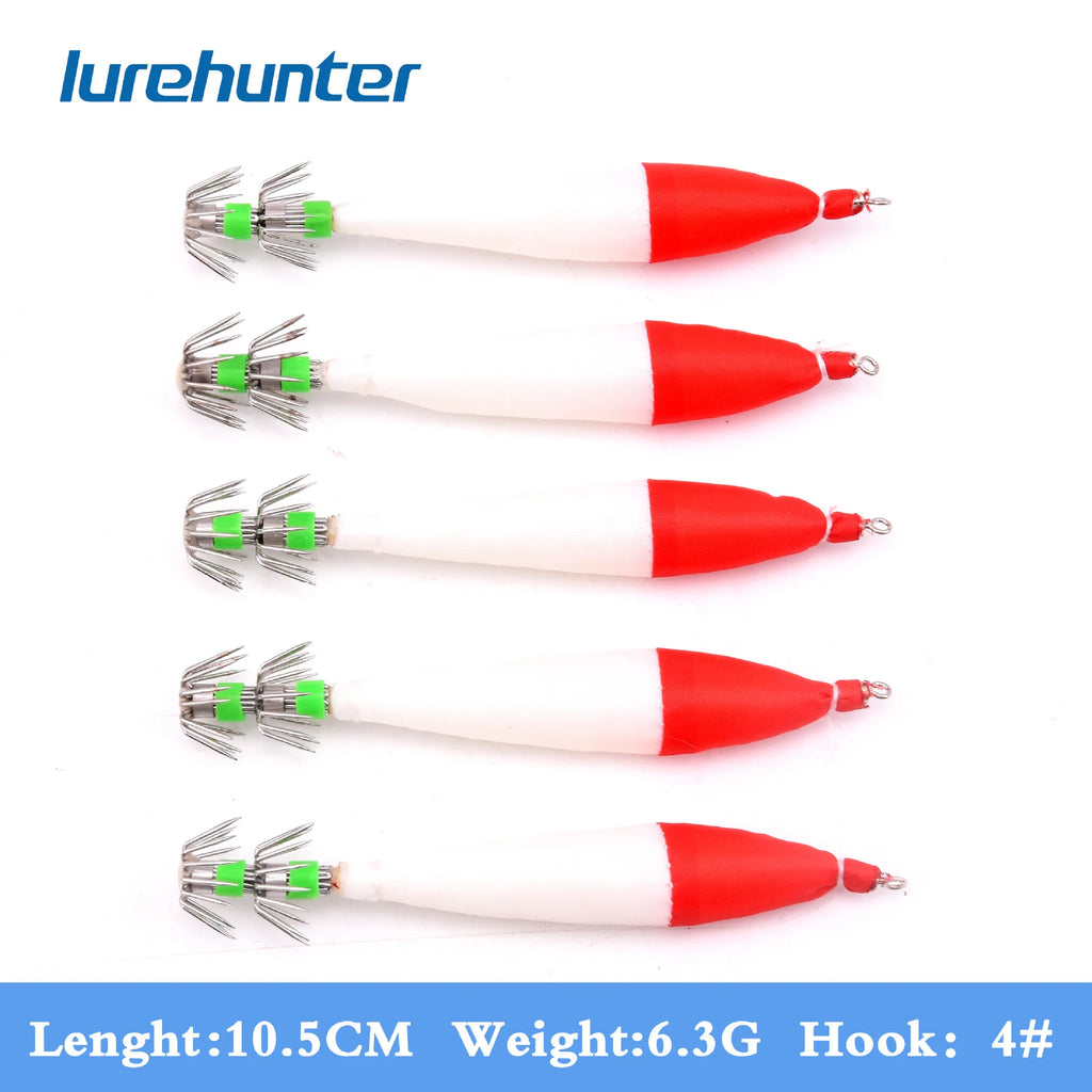 4#10.5cm/6.3g five-color luminous squid hook cloth roll squid needle explosion shrimp hook octopus hook sea fishing lure Oasis Select