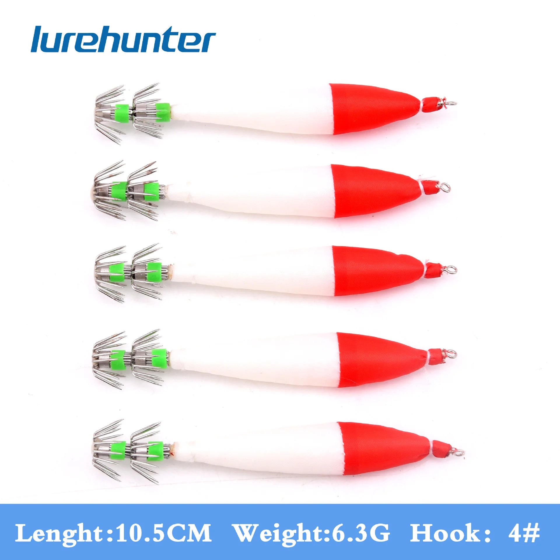 4#10.5cm/6.3g five-color luminous squid hook cloth roll squid needle explosion shrimp hook octopus hook sea fishing lure Oasis Select