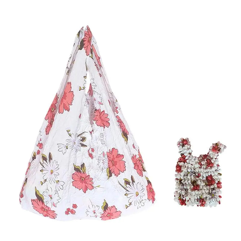 Flower Expansion Fold Pleated Flexible Stretch Mini Shopping Bag Large Capacity Bubble Elastic Portable Handbag Storage Bag Oasis Select A8