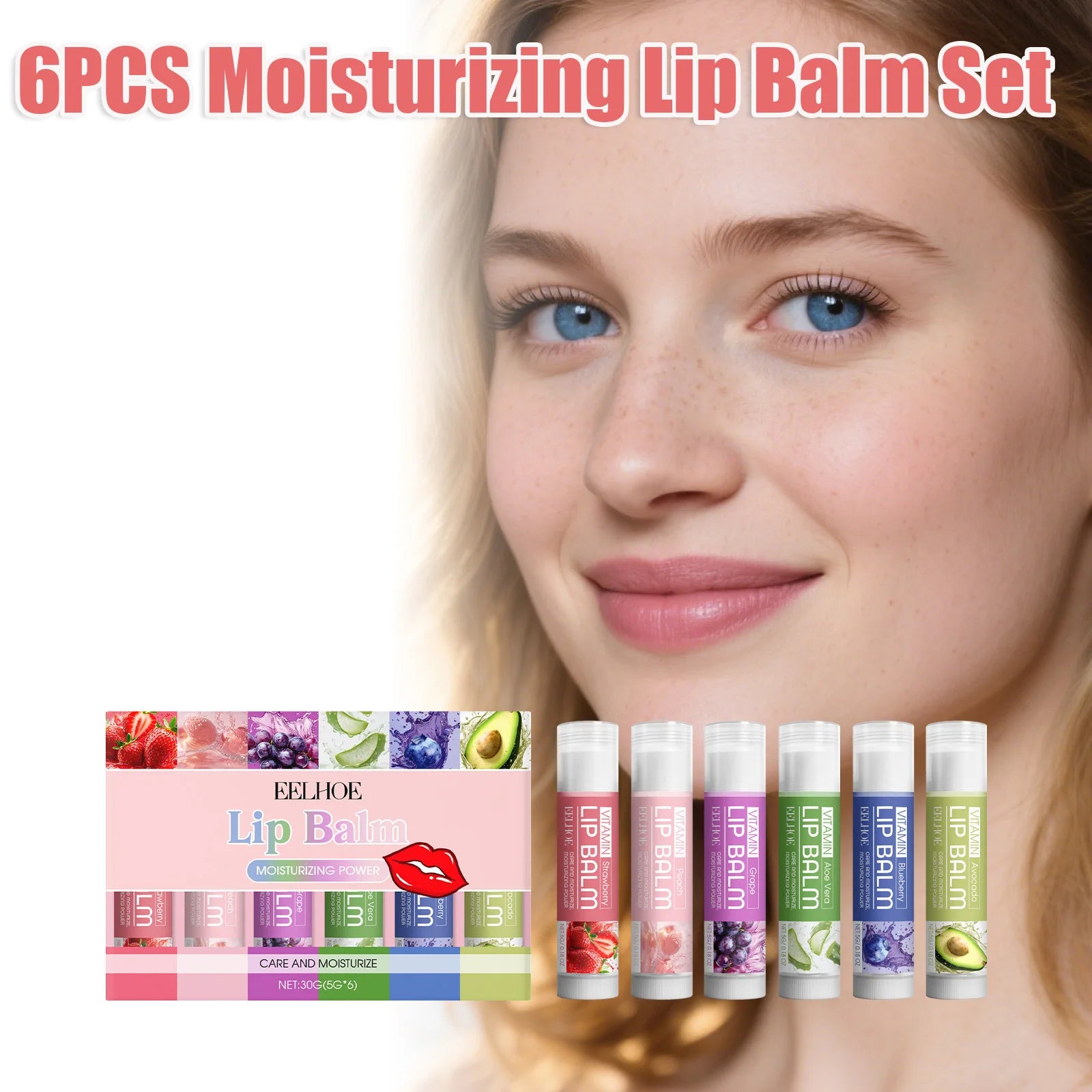 EELHOE 6-Piece Moisturizing Lip Balm Set for Dry Lips Lip Balm Set Oasis Select
