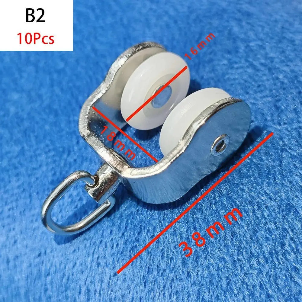 10Pcs Straight Curved Track Rollers Curtain Wheels Rail Curtains Hook Ring Slider Furniture Hardware Curtain Rod Pulley Hanging Oasis Select B2