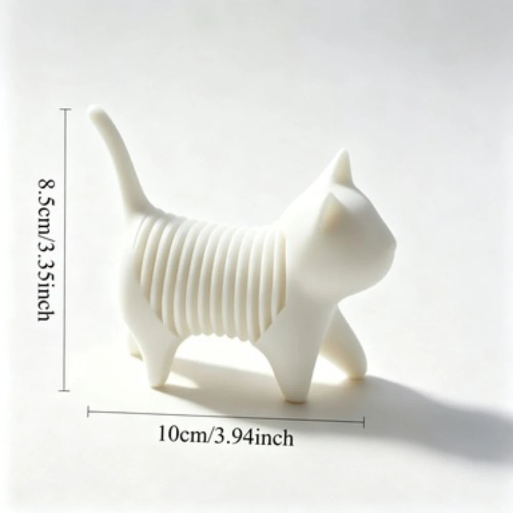 3D Printed Spring Cat Figurine Flexible Wobble Kitty Statue Cute Fidget Cat Desktop Decor Novelty Stress Relief Collectible Gift Oasis Select stand