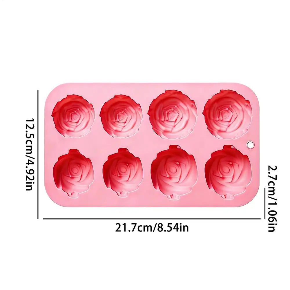 8 Holes Rose Flower Silicone Molds Handmade Soap Candle Silicone Mold DIY Cake Chocolate Baking Tools Ice Cubes Making Mould Oasis Select Pinks