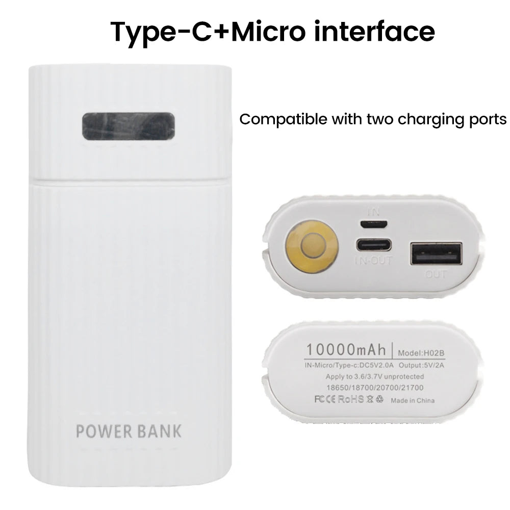 Power Bank Case for 18650/21700 Battery Pack No Soldering Fast Charging Charger DIY USB Power Bank for Cellohone Oasis Select Type B