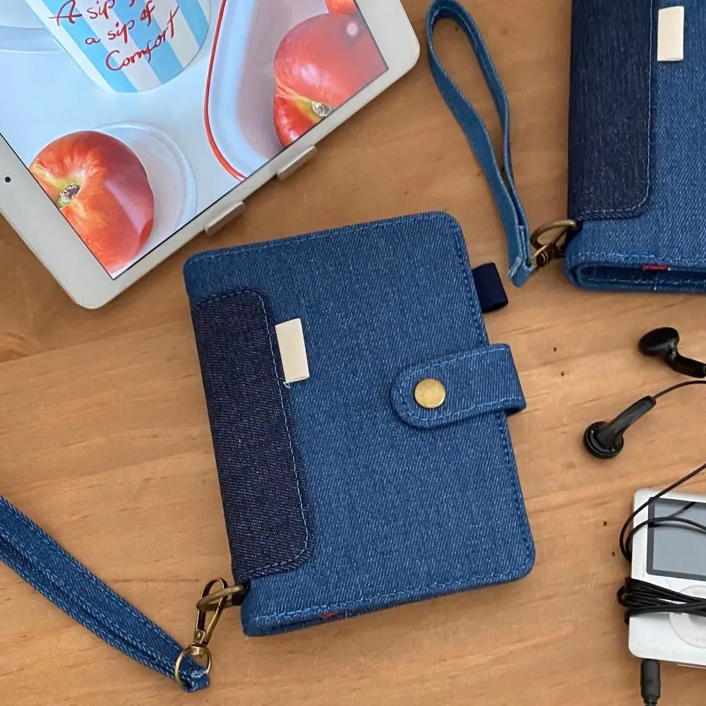 A7 Retro Denim Notebook Refillable Loose Leaf Handwritten Diary Reusable Casing Thick Paper Planner Journal Notebook Student Oasis Select