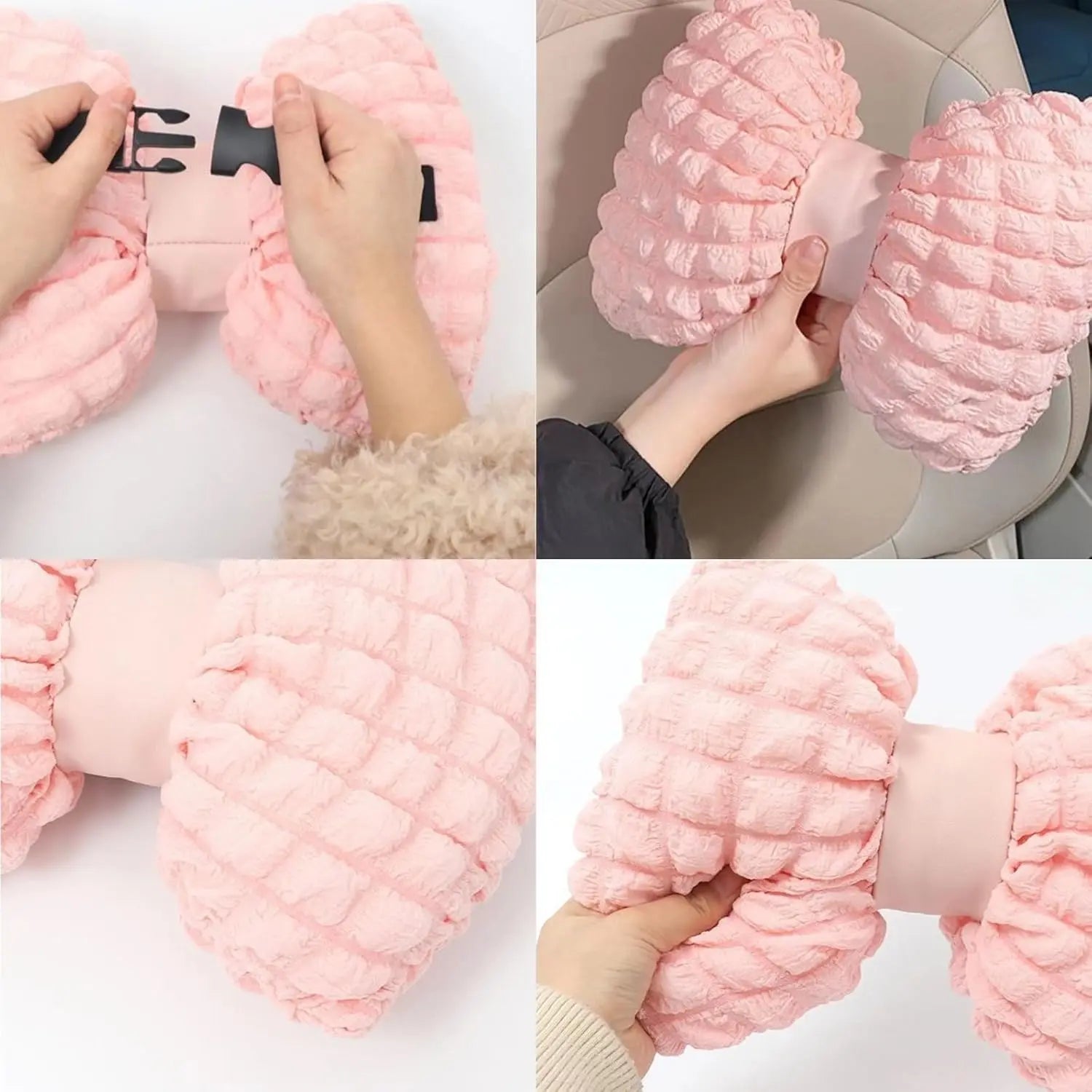 Cartoon Bowknot Neck Pillow Car Headrest Lumbar Support Soft Pink Car Waist Pillow Car Interior Decoration Cute Cushion Oasis Select