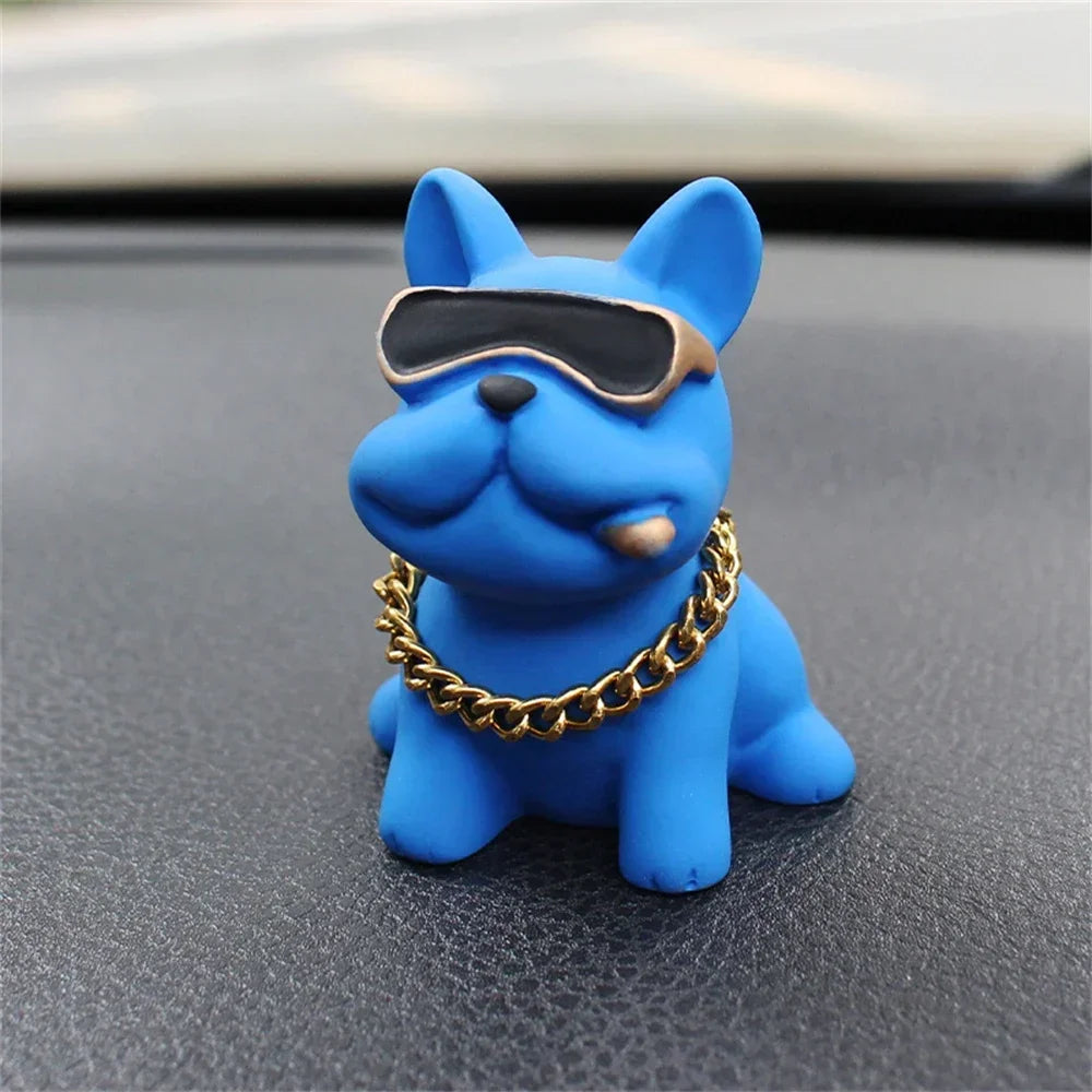 Car Ornaments Feel Comfortable Wear-resistant Green Bulldog Resin Material Car Dashboard Decoration Car Interior Accessories Oasis Select Blue Bulldog