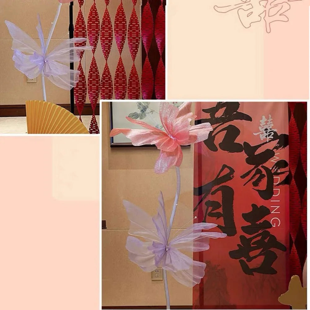 NEW Silk Artificial Butterfly Flowers Colorful Artificial Flowers Flower Head 50cm Giant Butterfly Branch Road Oasis Select
