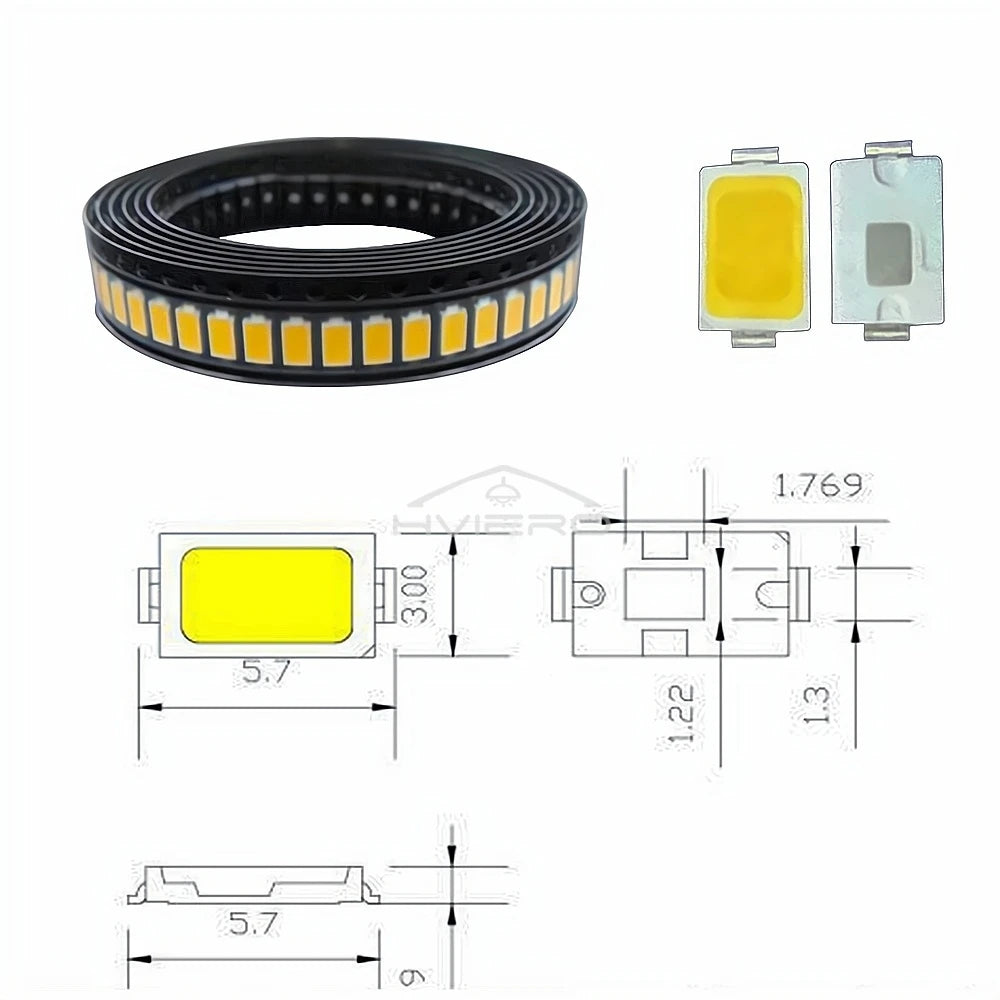 100Pcs 5730 Bright Chips SMD LED Red Yellow White Blue RGB Purple Pink Light Emitting Diode Lighting Atmosphere Decoration Patch Oasis Select