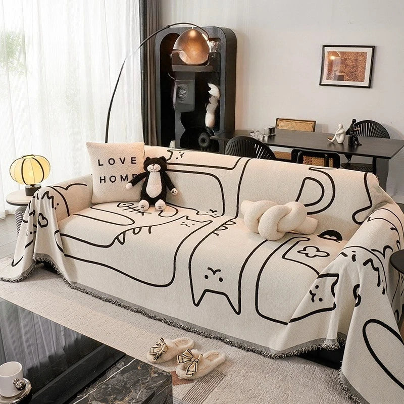 Chenier Sofa Cover Fabric All Season Universal Sofa Towel One Piece Anti Cat Scratch Pad Home Textile Creative and Cute Oasis Select