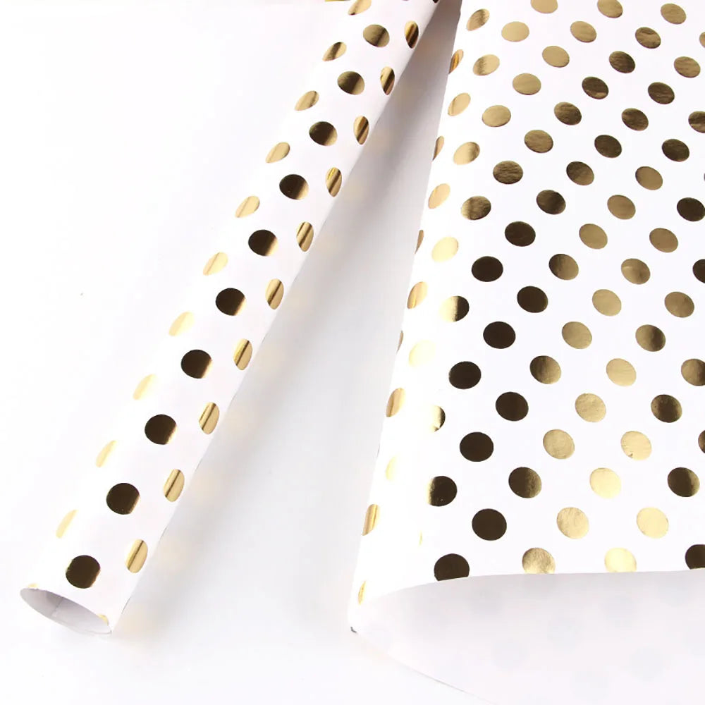 50x70cm Bronzing Wrapping Paper Gold Polka Dots Birthday Valentine's