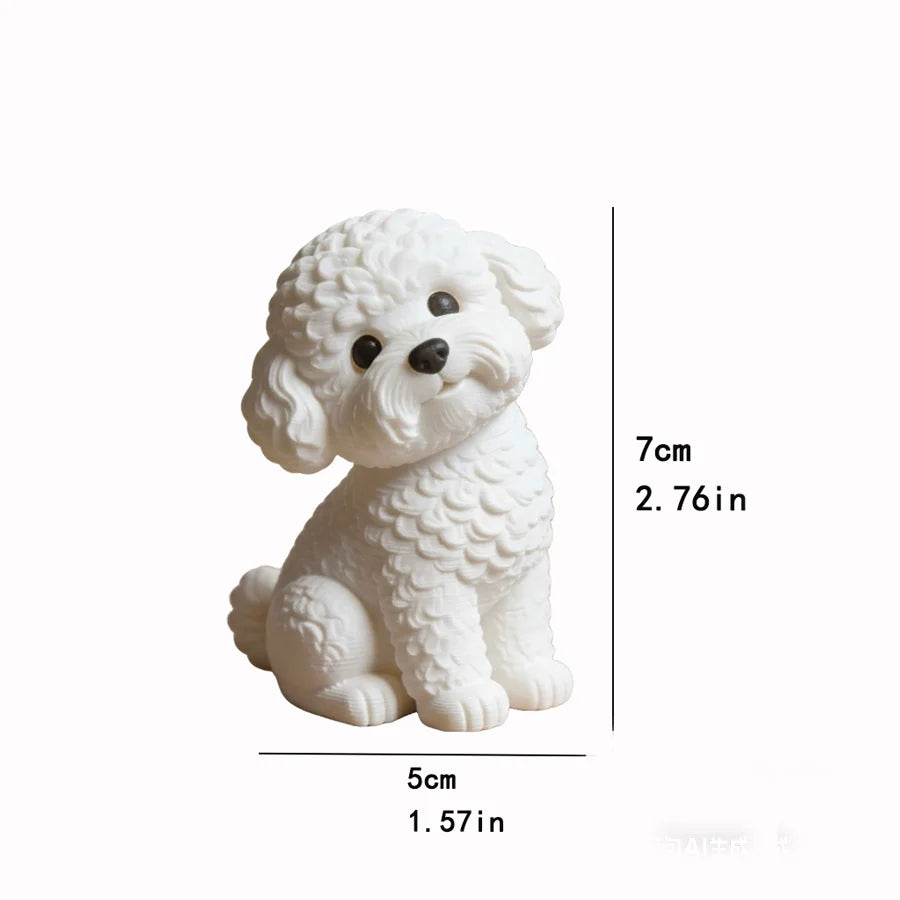 Cute Teddy Dogs Figurine Curly Hair Bichon Frise Plastic Statue Dog Ornament Can Be DIY for Home Office Desk Decor Figurine Gift Oasis Select