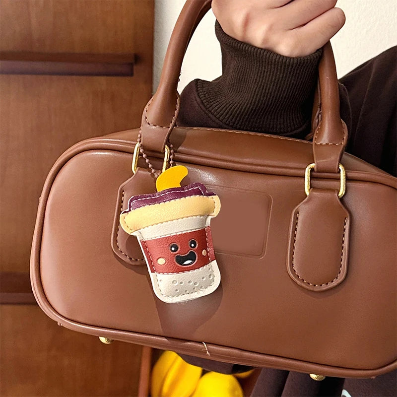 Cute Food Doll PU Leather Keychain Bag Charm Pendant Novelty Keychain Charm Oasis Select