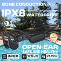 Original VAORLO True Bone Conduction Wireless Headphone IPX8 Waterproof Swimming Sport Hifi Headsets Bluetooth 5.4 32GB MP3 Play Oasis Select X20 Black 32GB