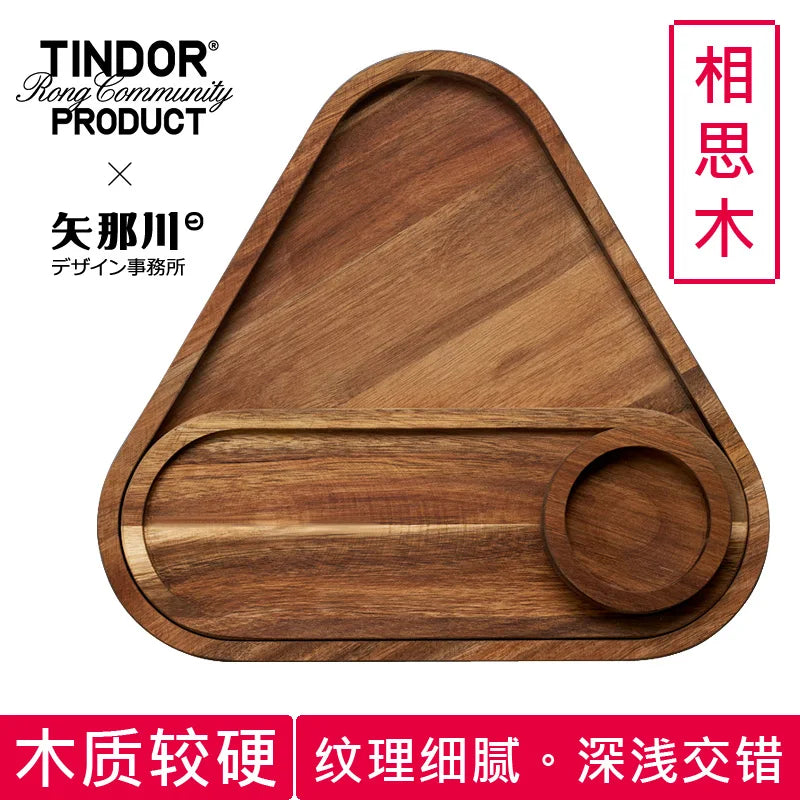 Japanese wooden tray fruit wine snack tray Creative household tableware tray Oasis Select Acacia B