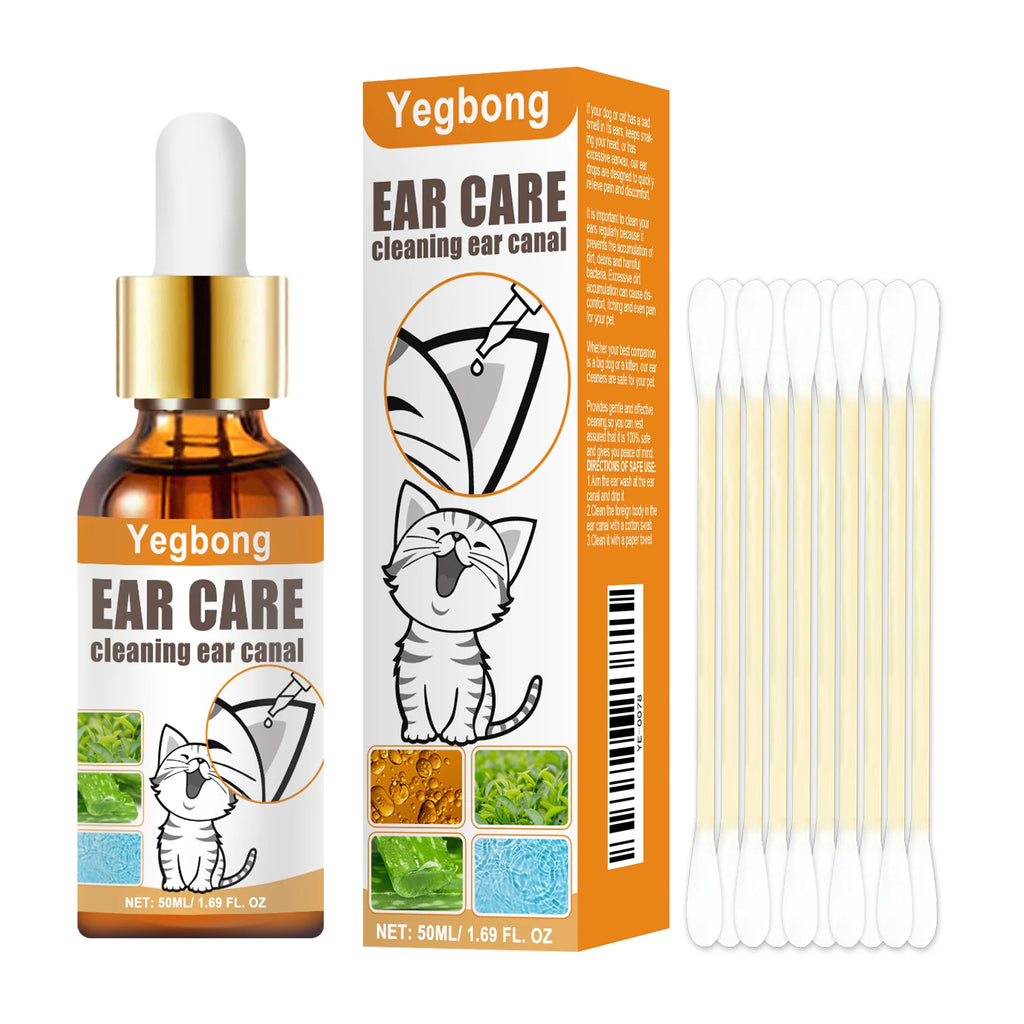 Ear Cleaner Drops Set Wax & Odor Remover Relieve Itching Clean Dirt Reduces Wax Buildup Ear Canal Cleaning Solution for Dogs Cat Oasis Select