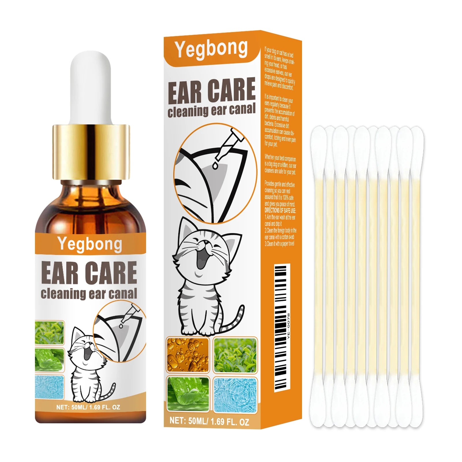 Ear Cleaner Drops Set Wax & Odor Remover Relieve Itching Clean Dirt Reduces Wax Buildup Ear Canal Cleaning Solution for Dogs Cat Oasis Select