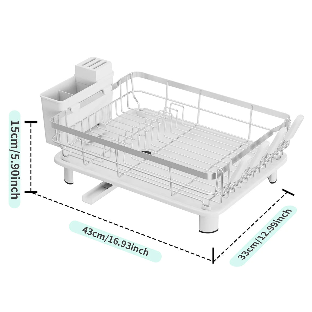 Stainless Steel Dish Storage Rack Bowl Rack Kitchen Sink Shelf Drain Basket Household Tableware Bowl Rack Oasis Select White monolayer