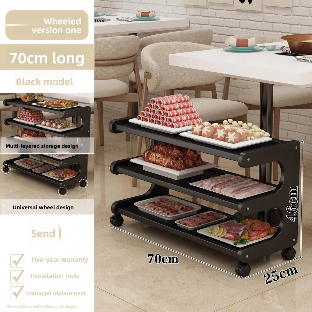 Household shelves Multifunctional kitchen preparation Multi-layer hot pot trolley Finishing shelves Storage racks Movable Oasis Select Pulley 3 layers 70
