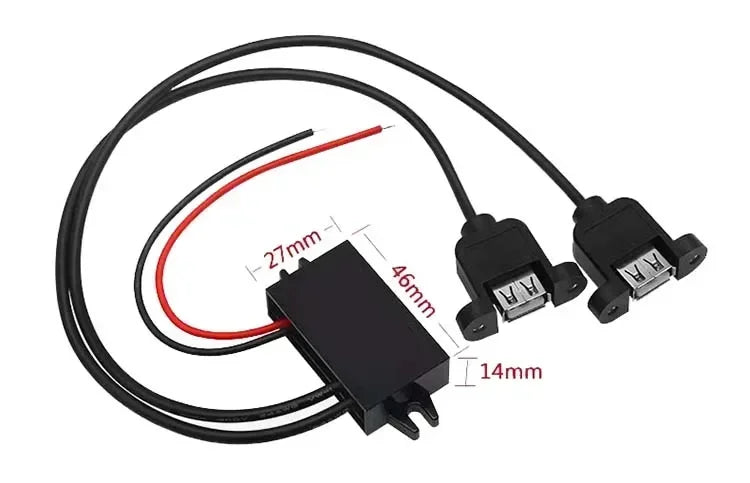 Female USB 12V 24V 48V 60V 72V Buck 5V 3A Charging Converter DC to DC Step Down Converter for battery With Multi Types USB Jack Oasis Select 2 Female and ear 11V-90V 5V 3A