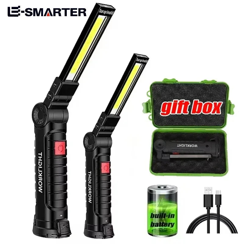 ESMARTER COB LED Work Light USB Rechargeable Magnetic Hook