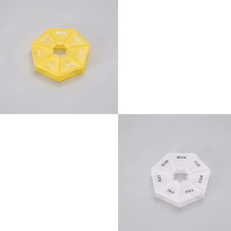 1/2/3Pcs A Week 7 Corners Pill Box Round 7 Boxes For One Week Small Pill Box Mini 7 Days Portable Points Medicine Jewelry Box Oasis Select 2pcs-mix 1