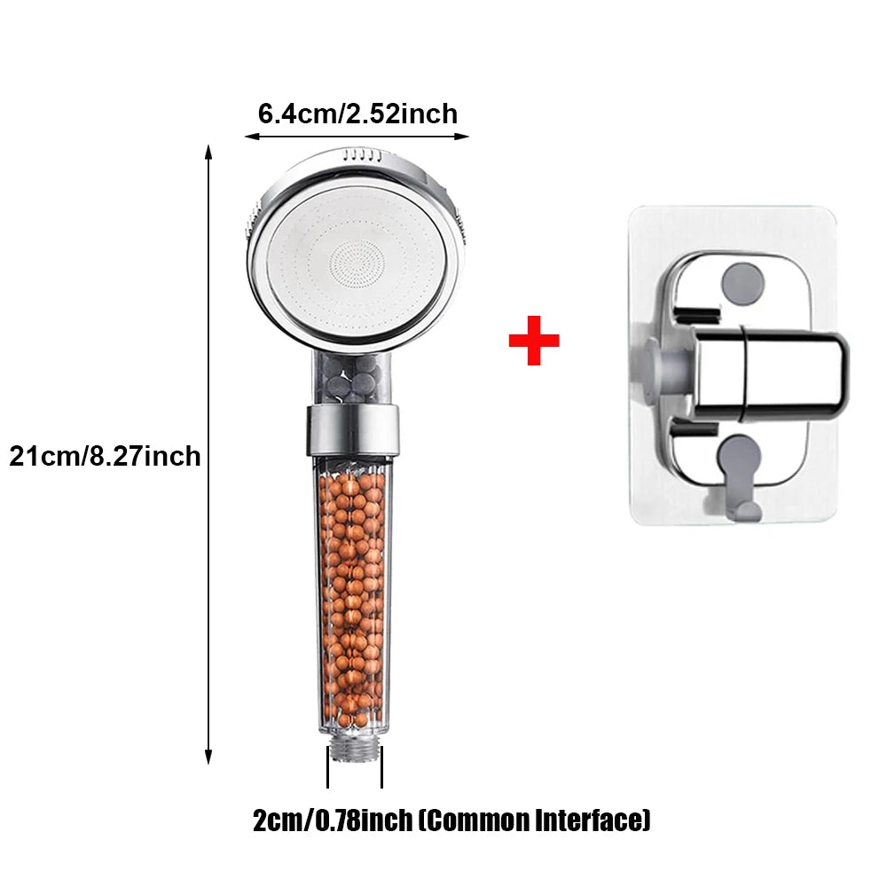 1pc Filtered Shower Head ABS High Pressure Water Saving Spray Handheld Clear Showerheads with With Filter Beads for Bathroom Oasis Select Small Base Set