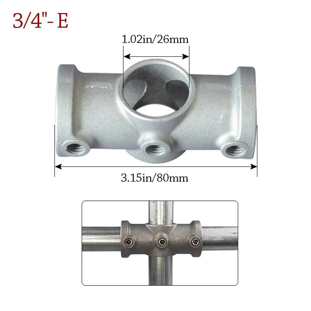 New 1\2''/3\4" Pipe Fitting Connector Aluminum Alloy Steel Fixed buckle Frame Fasteners DIY Corner Circular Pipe Connector pipes Oasis Select 3-4--- E