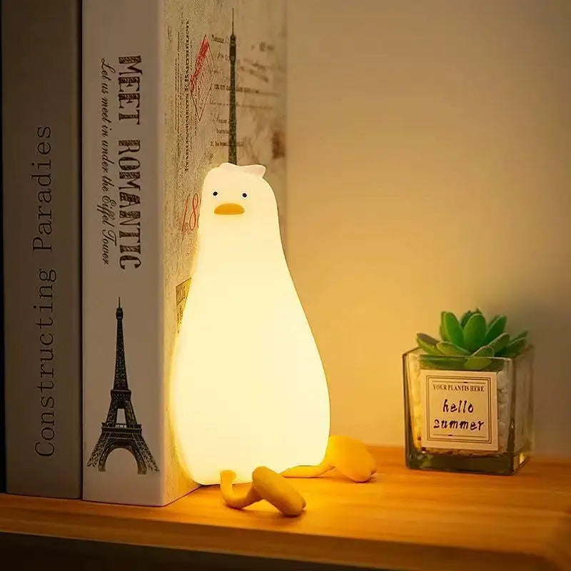 LED Duck Night Light Rechargeable Touch Silicone Cartoon Clap Duck Sleeping Night Lamp For Bedroom Decoration Children Gift Oasis Select