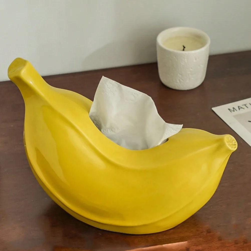 Creative Banana Tissue Box Ceramic Tissue Case Living Room Coffee Table Napkin Holder Dining Table Decoration Bedroom Ornament Oasis Select