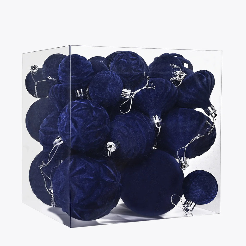 36PCS Flocked Christmas Ball Ornaments Velvet Pendant Christmas Tree Decoration Holiday Decoration for Christmas, New Year Oasis Select Blue
