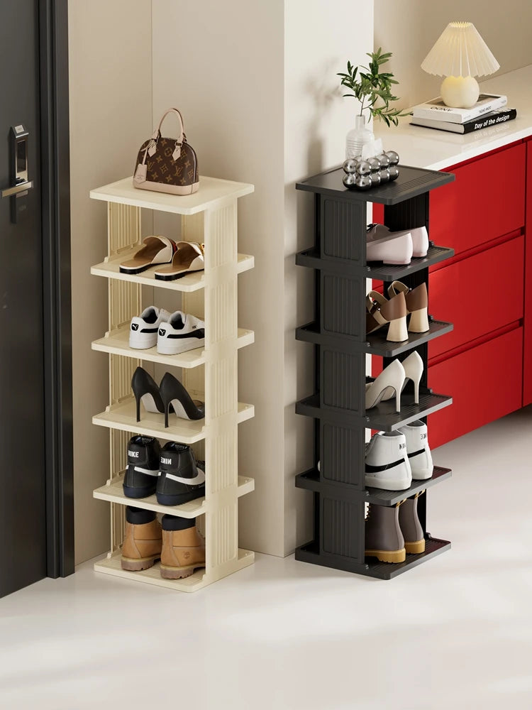 Vertical Shoe Rack: Stackable Shoe Rac, DIY Free-Standing Shoe Organizer, Small Shoe Shelf for Compact and Narrow Spaces, Plasti Oasis Select