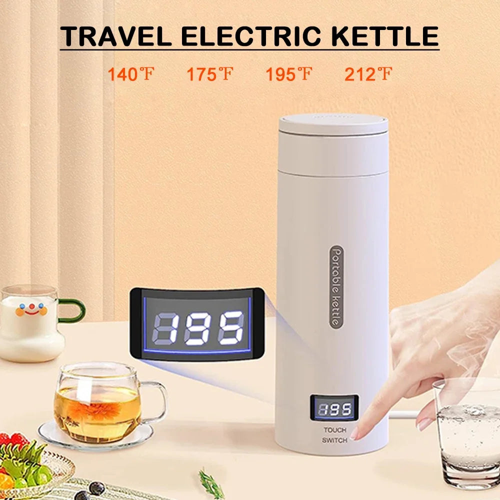 Portable Electric Kettle For Travel Stainless Steel Mini Kettle Electric Water Bottle Thermal Cup For Tea Coffee Boil Hot Water Oasis Select