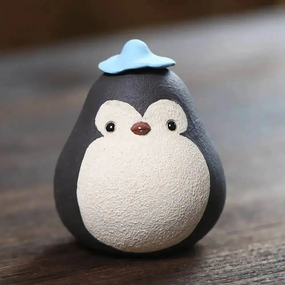 Yixing Zisha Tea Pet Penguin Eggplant Ornament Handmade Powder Clay Sculpture Little Chicken Cover Tray Tea Set Tea Play Tea Oasis Select Penguin black