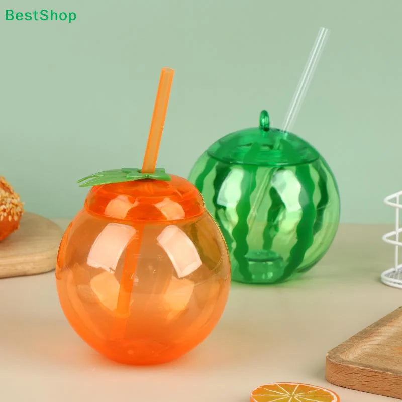 Fruit Shaped Cups with Straw – Orange & Watermelon | 1–3 Pack