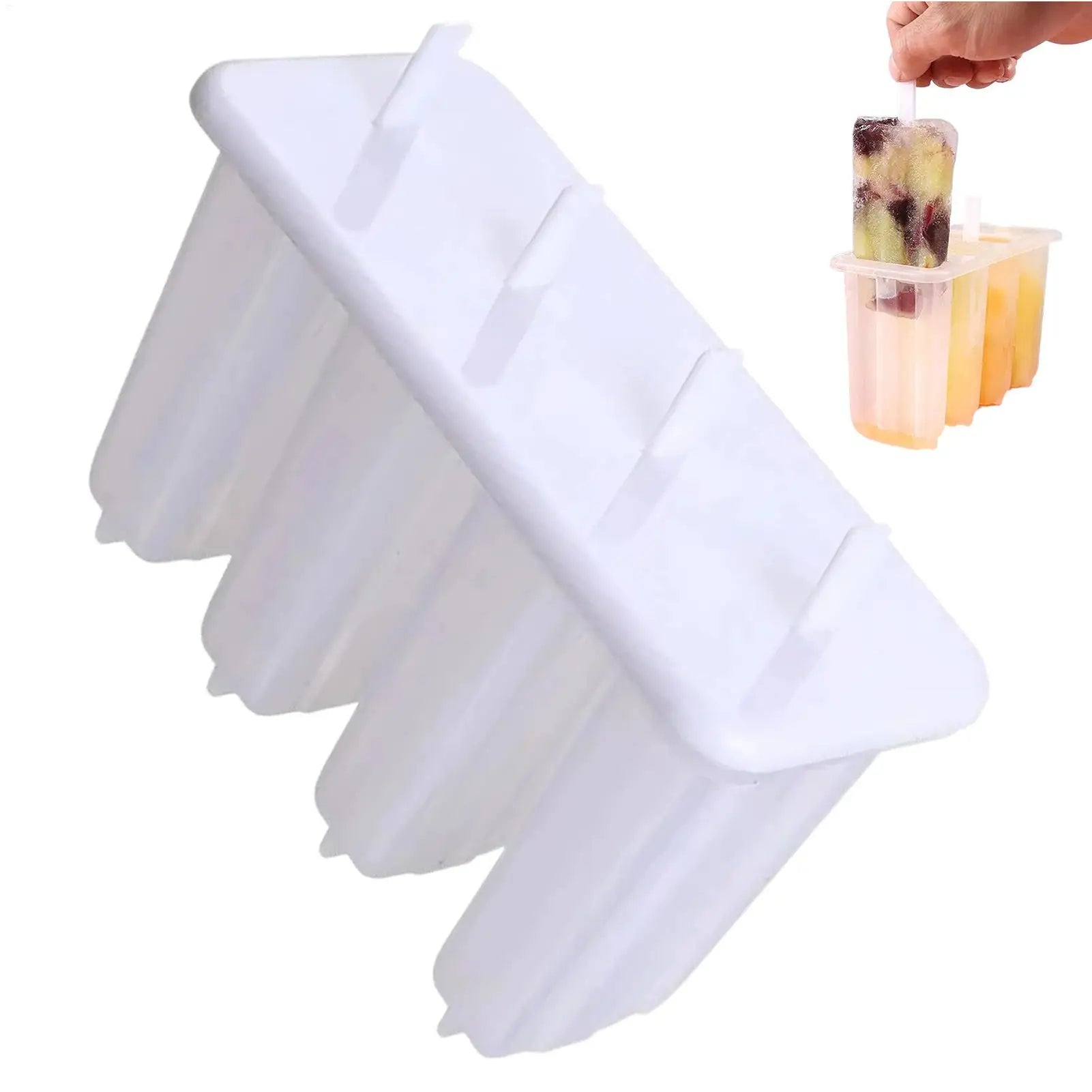 4-Cavity Popsicles Mold With Lid Home Made Homemade Mung Bean Popsicles Homemade Ice Cream Cubes Tray DIY Ice Cream Molds Oasis Select