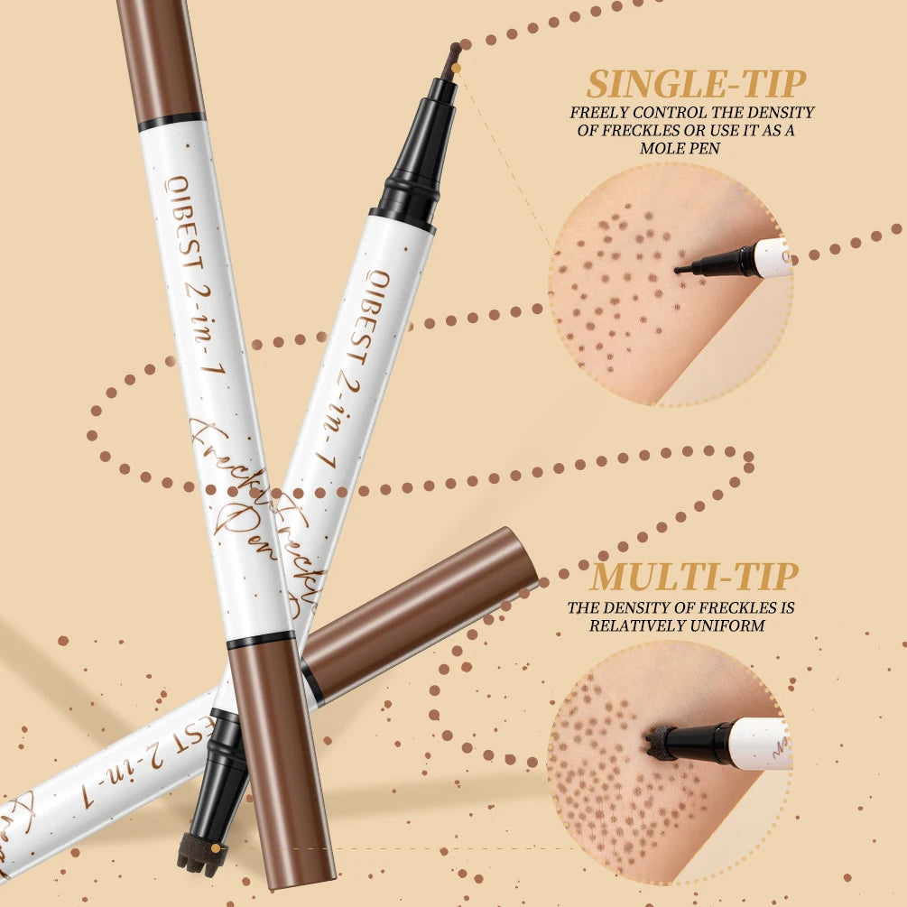 QIBEST 2-in-1 Freckle Stamp Pen – Waterproof Natural Look