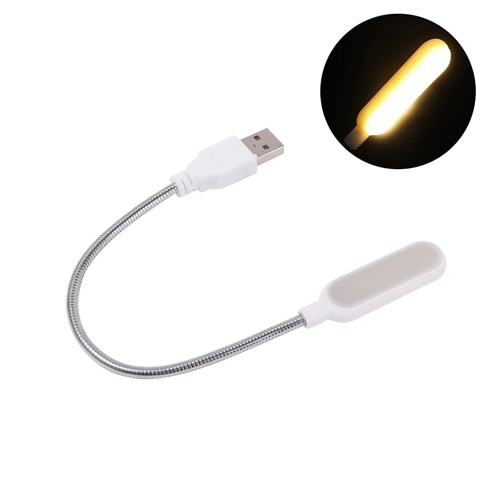 USB Book Light Portable Mini Night Light Flexible Bendable Reading Light for Table Lamp PC Computer Laptop Notebook Oasis Select White-Warm Light