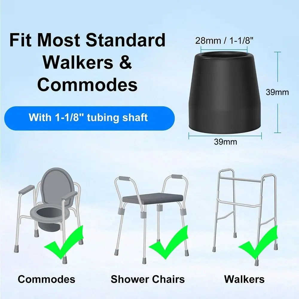 New Rubber Shower Chair Leg Caps 28mm Heavy Duty Replacement Caps Feet Grey Black Non Slip Tips Bath Seat Stools Oasis Select