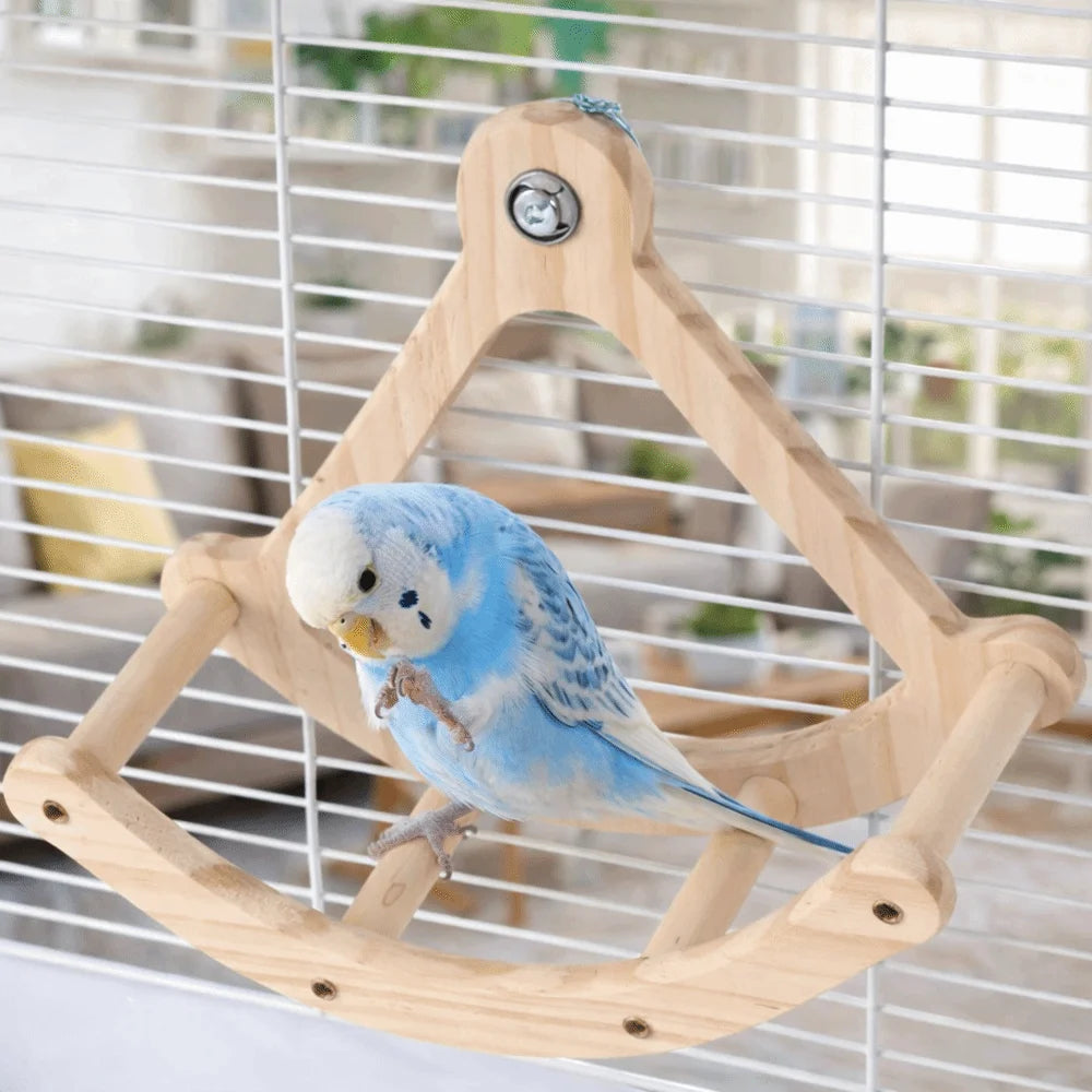 Wooden Bird Swing Toy – Rocking Perch for Parrots & Parakeets