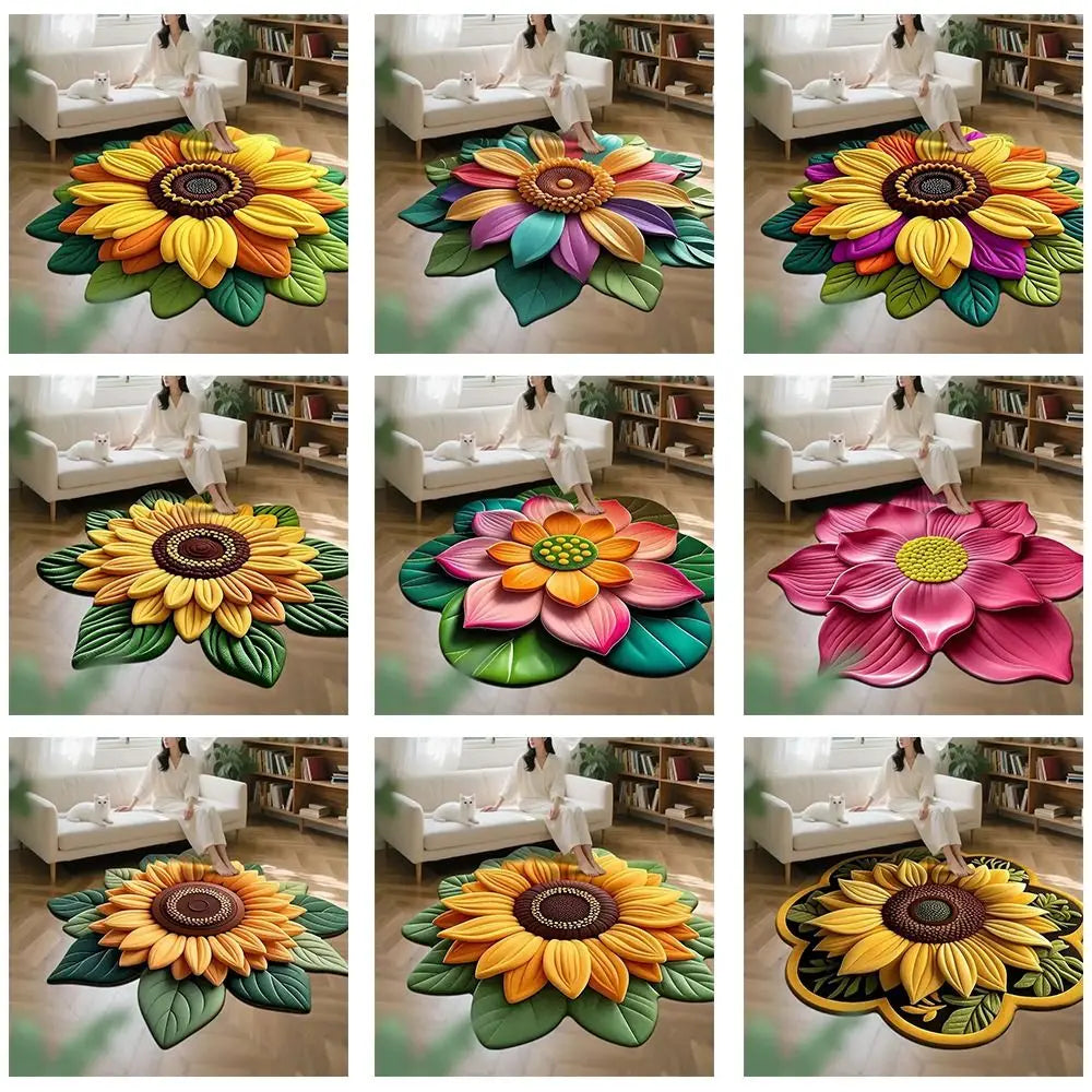 Sunflower Shaped Non-Slip Soft Carpet Mat 60x60cm | Home Décor